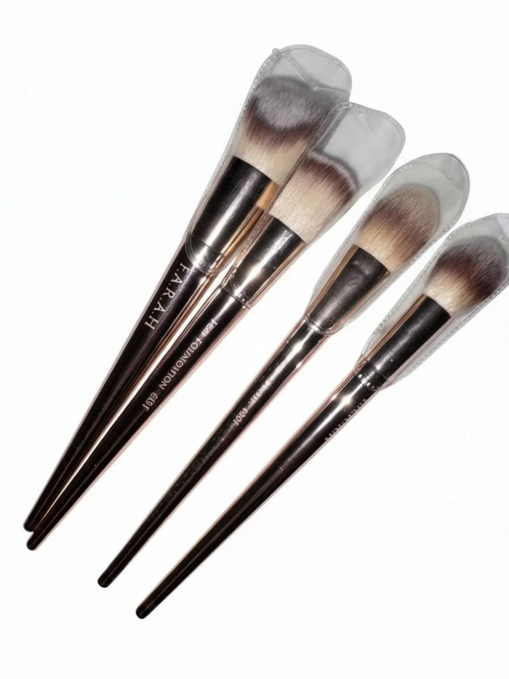 Farah Metallic Pink Handle Makeup 4Brush Set with Pink-Tipped Bristles New